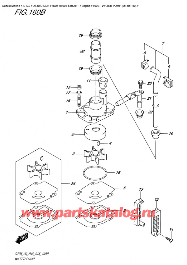  , , Suzuki DT30 S/L FROM 03005-510001~, Water  Pump (Dt30 P40) -   (Dt30 P40)
