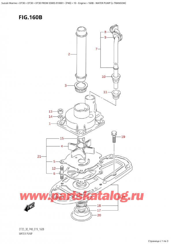  , , Suzuki Suzuki DT30E S / L FROM 03005-910001~ (P40 019) , Water Pump (LTransom)