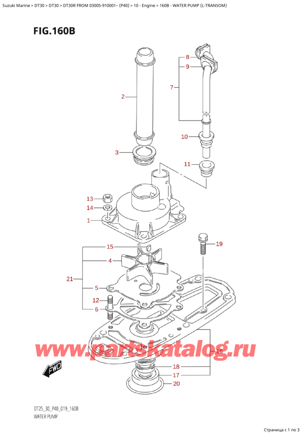 ,   , SUZUKI Suzuki DT30R S / L FROM 03005-910001~ (P40 019),   (LTransom) / Water Pump (LTransom)