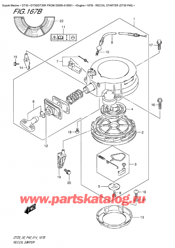  ,   , Suzuki DT30E S / L FROM 03005-410001~   2014 ,   (Dt30 P40) / Recoil  Starter (Dt30 P40)