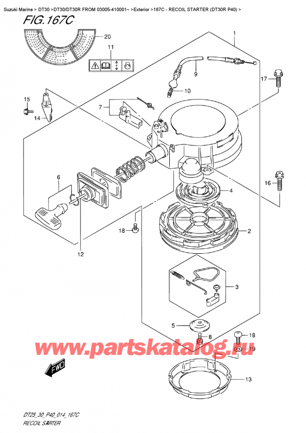  ,   , SUZUKI DT30R S / L FROM 03005-410001~  2014 , Recoil  Starter (Dt30R P40)