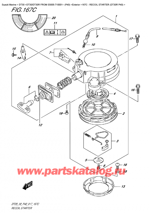   ,   , Suzuki DT30 S/L FROM 03005-710001~ (P40), Recoil Starter (Dt30R  P40)