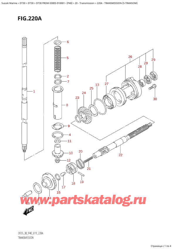   ,   , SUZUKI Suzuki DT30E S / L FROM 03005-910001~ (P40 021)  2021 , Transmission (STransom)