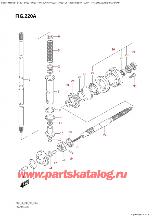  ,   , Suzuki Suzuki DT30E S / L FROM 03005-910001~ (P40 021)  2021 , Transmission (STransom) -  (STransom)