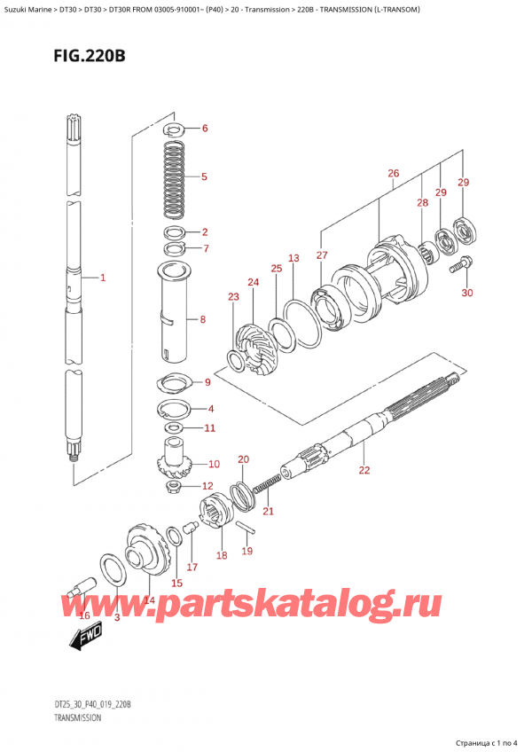  ,  , SUZUKI Suzuki DT30R S / L FROM 03005-910001~ (P40 020)  2020 , Transmission (LTransom)