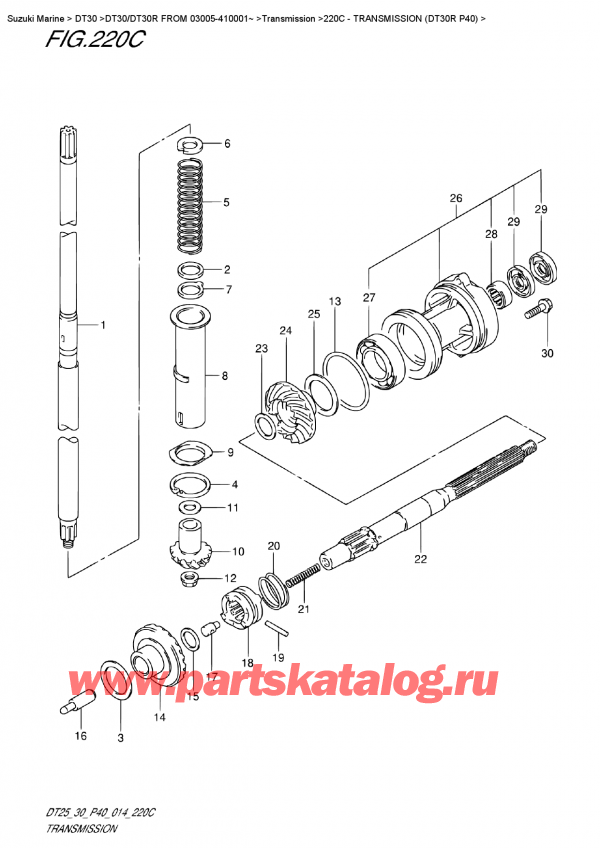  ,    , Suzuki DT30R S / L FROM 03005-410001~  2014 ,  (Dt30R P40) - Transmission (Dt30R  P40)