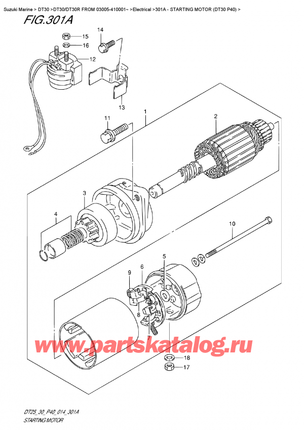  ,   , Suzuki DT30E S / L FROM 03005-410001~ , Starting  Motor  (Dt30  P40) -   (Dt30 P40)
