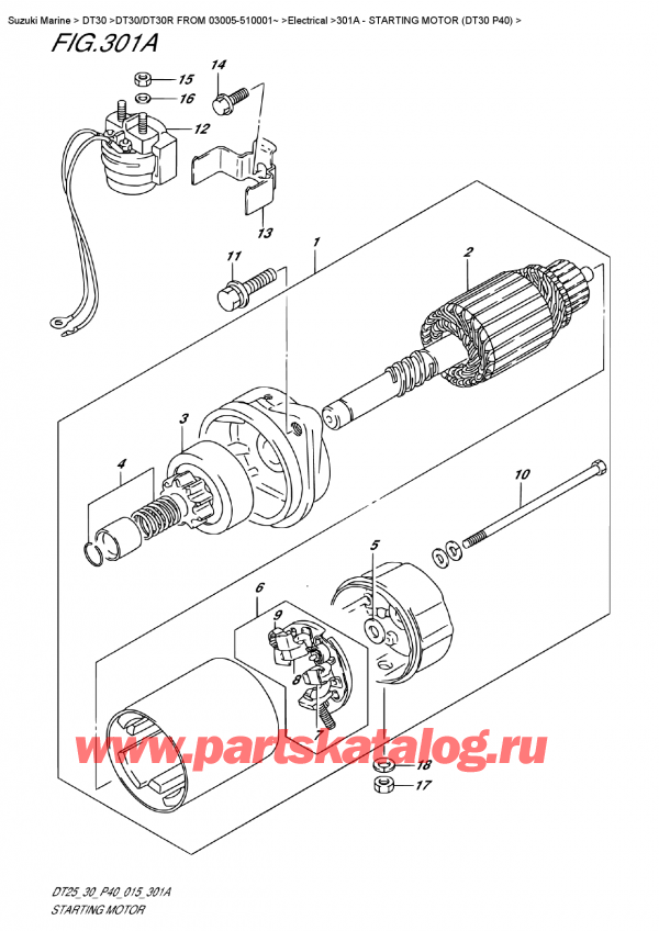   ,   , Suzuki DT30E S/L FROM 03005-510001~, Starting  Motor  (Dt30  P40) /   (Dt30 P40)