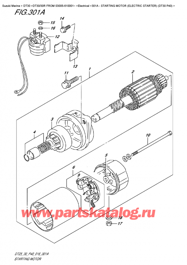 ,    , Suzuki DT30/30R  FROM 03005-610001~ , Starting Motor (Electric Starter) (Dt30 P40) /   () (Dt30 P40)