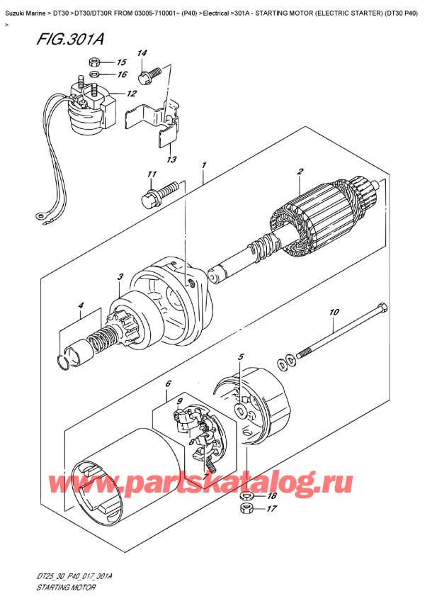  ,   , Suzuki DT30E S/L FROM 03005-710001~ (P40)  2017 , Starting Motor  (Electric  Starter)  (Dt30  P40)