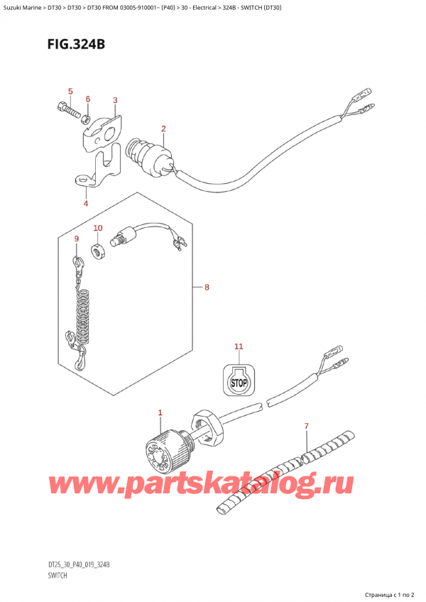  ,  , SUZUKI Suzuki DT30E S / L FROM 03005-910001~ (P40 019)   2019 ,  (Dt30) - Switch (Dt30)
