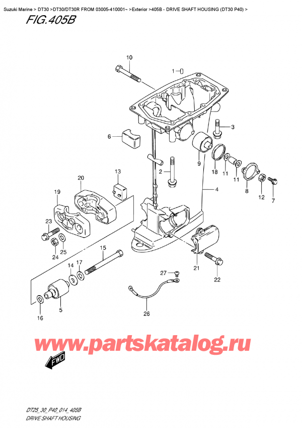 ������ �������������, �� ��������� �����, Suzuki DT30 S-L FROM 03005-410001~, ������ ���� �������� (Dt30 P40) - Drive  Shaft Housing (Dt30  P40)