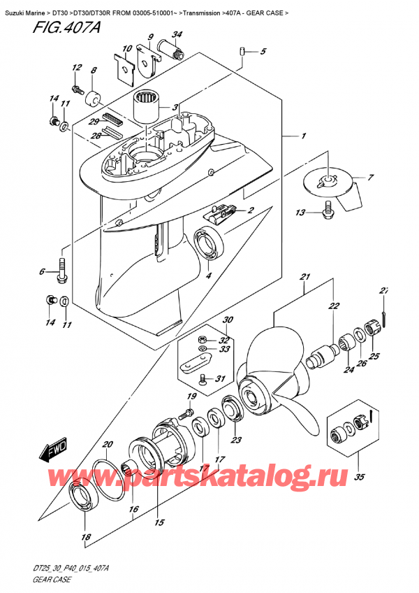  ,   , SUZUKI DT30 S/L FROM 03005-510001~  2015 , Gear  Case