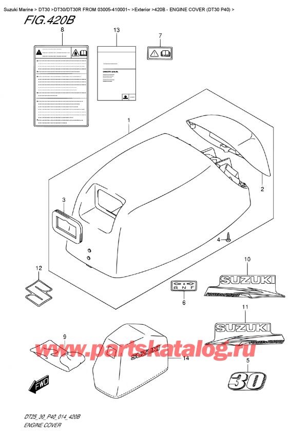  ,  , SUZUKI DT30 S-L FROM 03005-410001~, Engine  Cover (Dt30  P40) /   () (Dt30 P40)