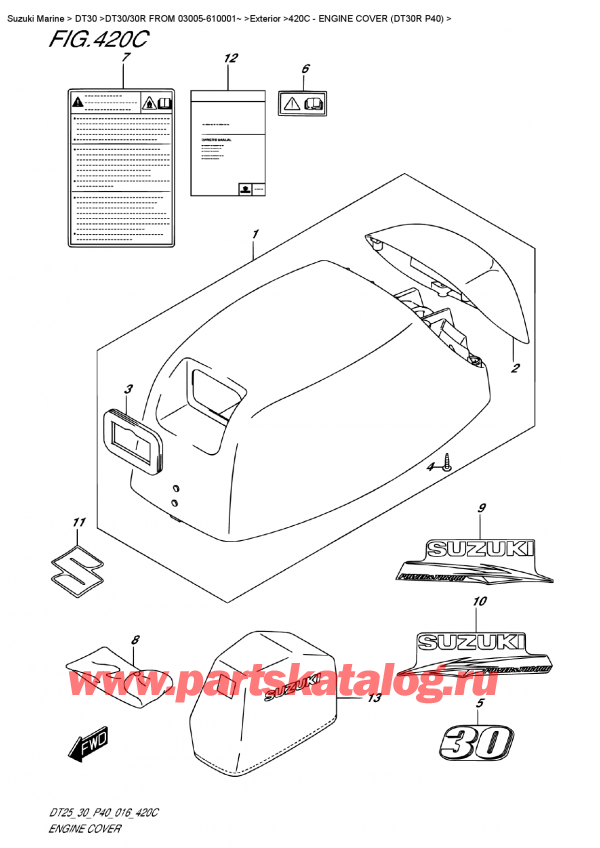   ,    , SUZUKI DT30 RS / RL  FROM 03005-610001~   2016 , Engine Cover (Dt30R P40)