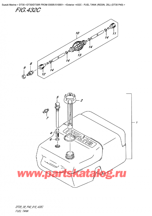 ,   , SUZUKI DT30E S/L FROM 03005-510001~  2015 , Fuel  Tank  (Resin,  25L)  (Dt30  P40) /   (Resin, 25L) (Dt30 P40)