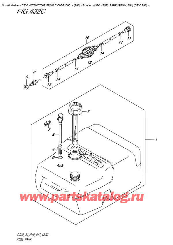   ,   , Suzuki DT30E S/L FROM 03005-710001~ (P40)  2017 , Fuel  Tank (Resin,  25L)  (Dt30  P40) -   (Resin, 25L) (Dt30 P40)