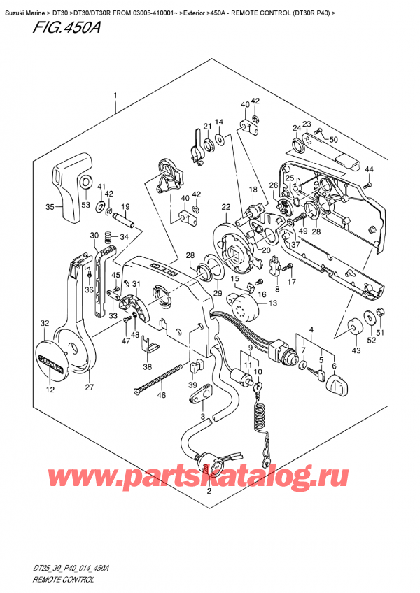 ��������, �� ��������� �������� �����, Suzuki DT30R S / L FROM 03005-410001~ ������ 2014 ����, ������������� ���������� (Dt30R P40) - Remote  Control (Dt30R  P40)