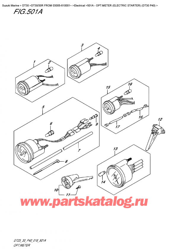   ,    , SUZUKI DT30/30R  FROM 03005-610001~ , Opt:meter (Electric Starter) (Dt30 P40) / :       (Dt30 P40)