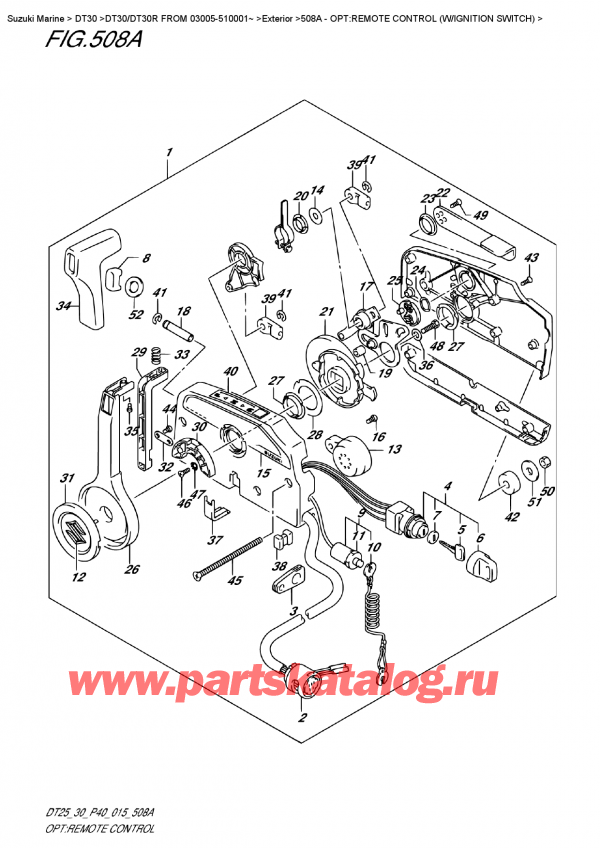  ,   , Suzuki DT30E S/L FROM 03005-510001~  2015 , Opt:remote Control  (W/ignition  Switch) - :   (W / ignition )