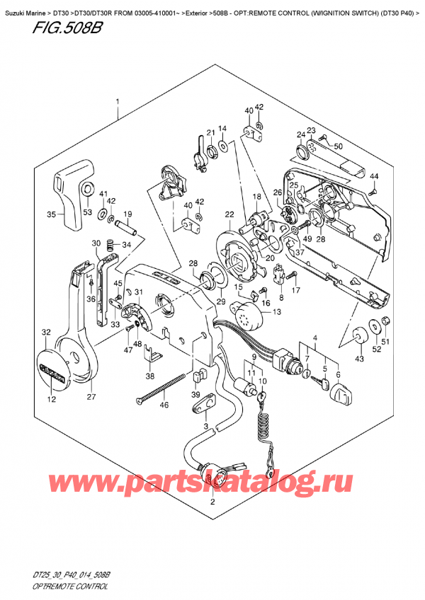   ,    , Suzuki DT30R S / L FROM 03005-410001~  2014 , Opt:remote Control  (W/ignition  Switch)  (Dt30  P40)