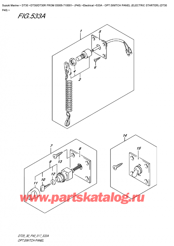   , , Suzuki DT30E S/L FROM 03005-710001~ (P40)  2017 , :      (Dt30 P40) / Opt:switch  Panel  (Electric  Starter)  (Dt30  P40)