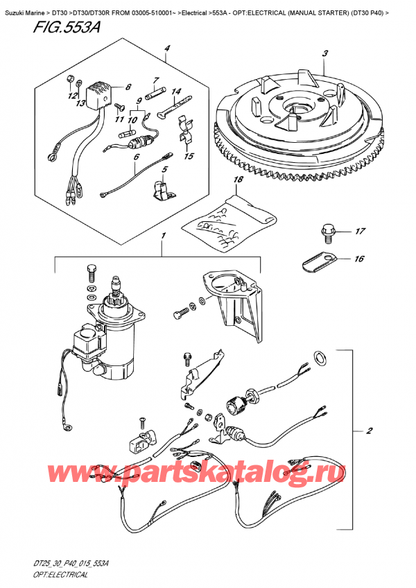  ,   , SUZUKI DT30 S/L FROM 03005-510001~, Opt:electrical (Manual  Starter)  (Dt30  P40)