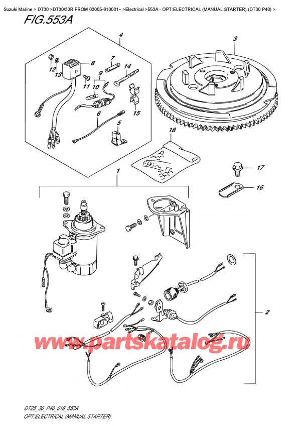  ,   , Suzuki DT30/30R  FROM 03005-610001~   2016 , Opt:electrical (Manual Starter) (Dt30 P40)