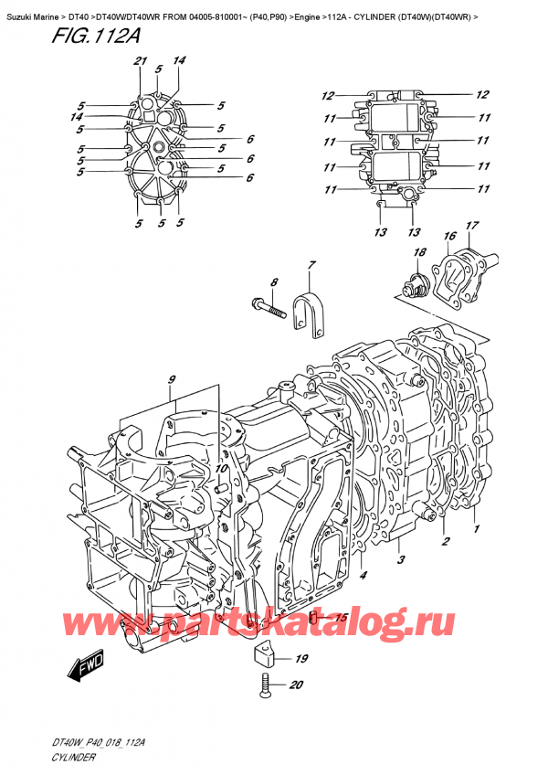   ,   , SUZUKI DT40W RS / RL FROM 04005-810001~ (P40), Cylinder  (Dt40W)(Dt40Wr)