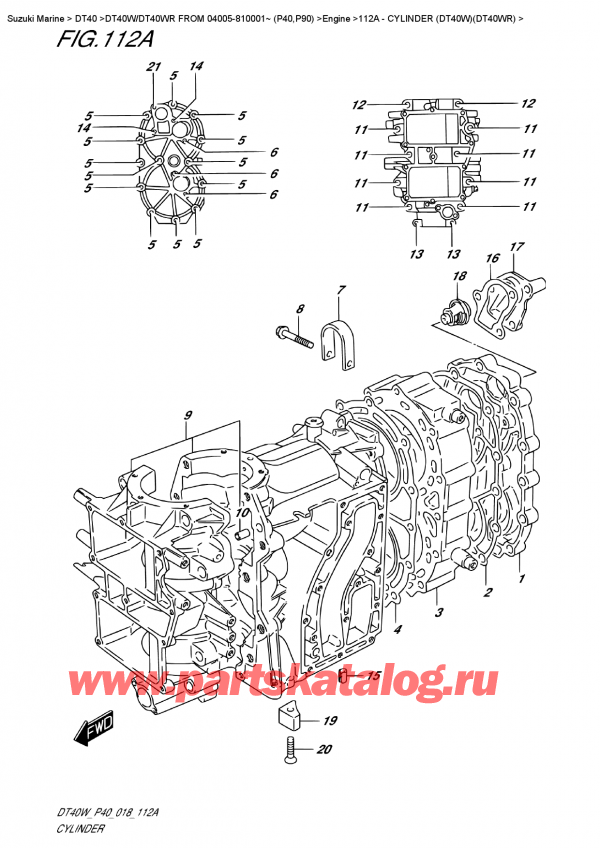 ,   , SUZUKI DT40W RS / RL FROM 04005-810001~ (P40)  2018 , Cylinder  (Dt40W)(Dt40Wr)