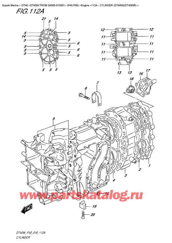 ,   , Suzuki DT40W S-L FROM 04005-910001~ (P40)  2019 , Cylinder (Dt40W)(Dt40Wr)
