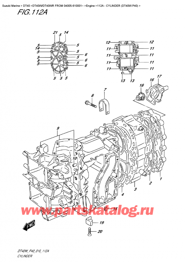  ,   , Suzuki DT40W S/L FROM 04005-610001~ , Cylinder (Dt40W  P40) /  (Dt40W P40)
