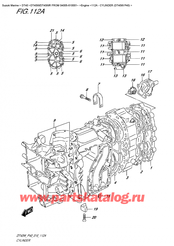��������� ��������, , SUZUKI DT40W S/L FROM 04005-610001~  ������ 2016 ����, Cylinder (Dt40W  P40)