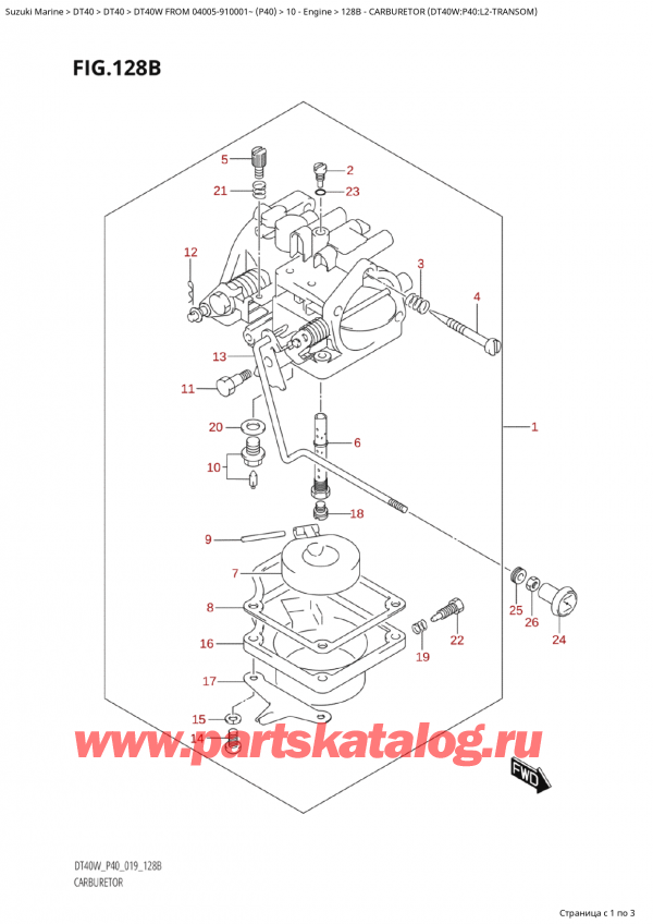  ,   , Suzuki Suzuki DT40W S / L FROM 04005-910001~  (P40 020)  2020 , Carburetor (Dt40W:p40:L2Transom)