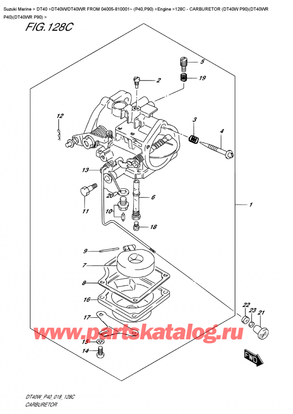 �������������, �� �������� �����, SUZUKI DT40W RS / RL FROM 04005-810001~ (P40) ������ 2018 ����, ���������� (Dt40W P90) (Dt40Wr P40) (Dt40Wr P90) - Carburetor (Dt40W    P90)(Dt40Wr  P40)(Dt40Wr  P90)