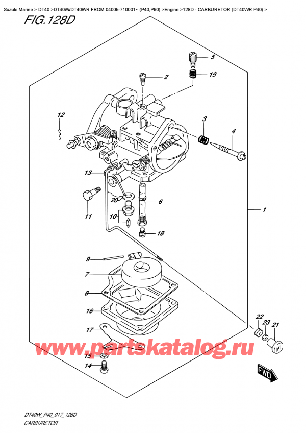 ������ ��������, �� ��������� �������� �����, Suzuki DT40W RS / RL FROM 04005-710001~ (P40) ������ 2017 ����, Carburetor (Dt40Wr   P40)