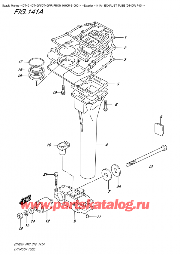   ,  , Suzuki DT40W S/L FROM 04005-610001~   2016 , Exhaust Tube (Dt40W P40)