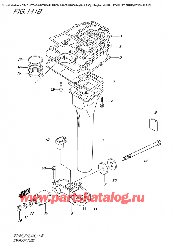  ,   , SUZUKI DT40W RS / RL FROM 04005-810001~ (P40)  2018 ,   (Dt40Wr P40) / Exhaust Tube   (Dt40Wr  P40)
