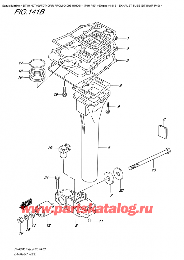  , , Suzuki DT40W RS / RL FROM 04005-810001~ (P40), Exhaust Tube   (Dt40Wr  P40)