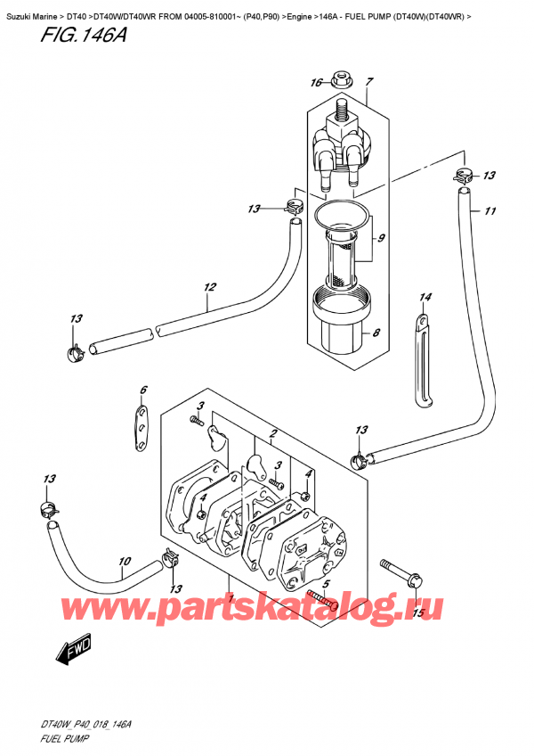   ,   , Suzuki DT40W S/L FROM 04005-810001~ (P40)  2018 , Fuel Pump  (Dt40W)(Dt40Wr)