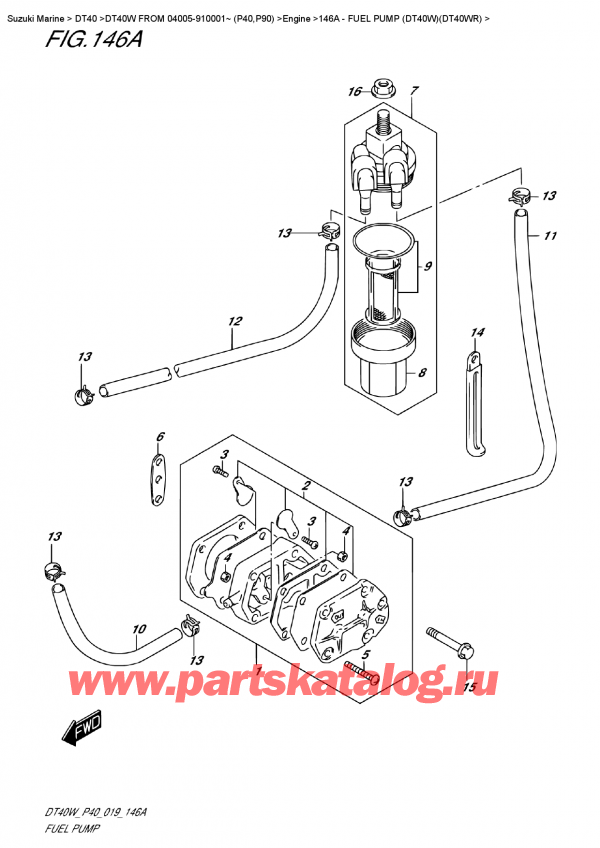 ,   , Suzuki DT40W S-L FROM 04005-910001~ (P40),   (Dt40W) (Dt40Wr) / Fuel  Pump (Dt40W)(Dt40Wr)