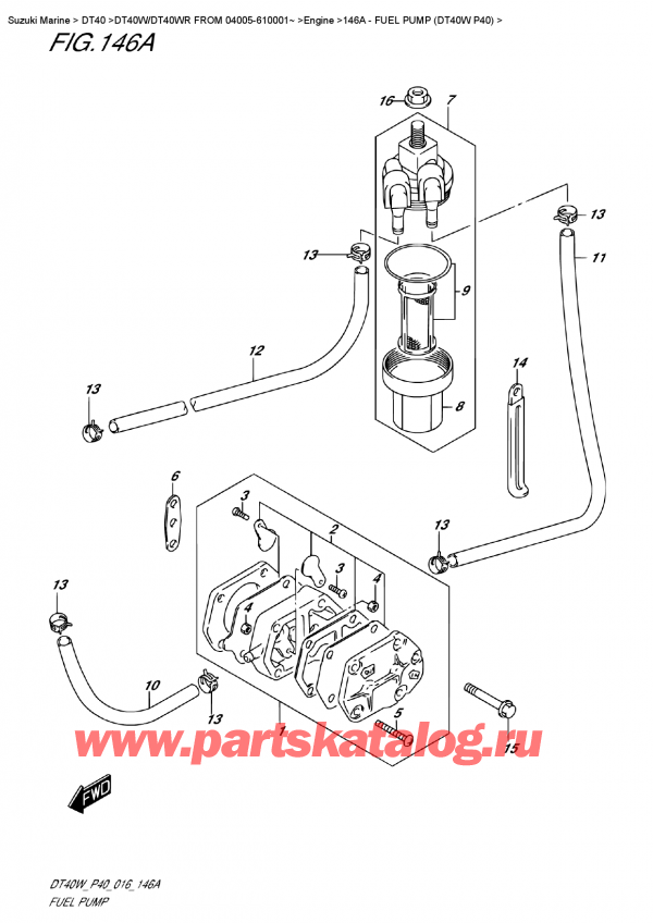 ,   , Suzuki DT40W S/L FROM 04005-610001~   2016 ,   (Dt40W P40) - Fuel  Pump (Dt40W  P40)