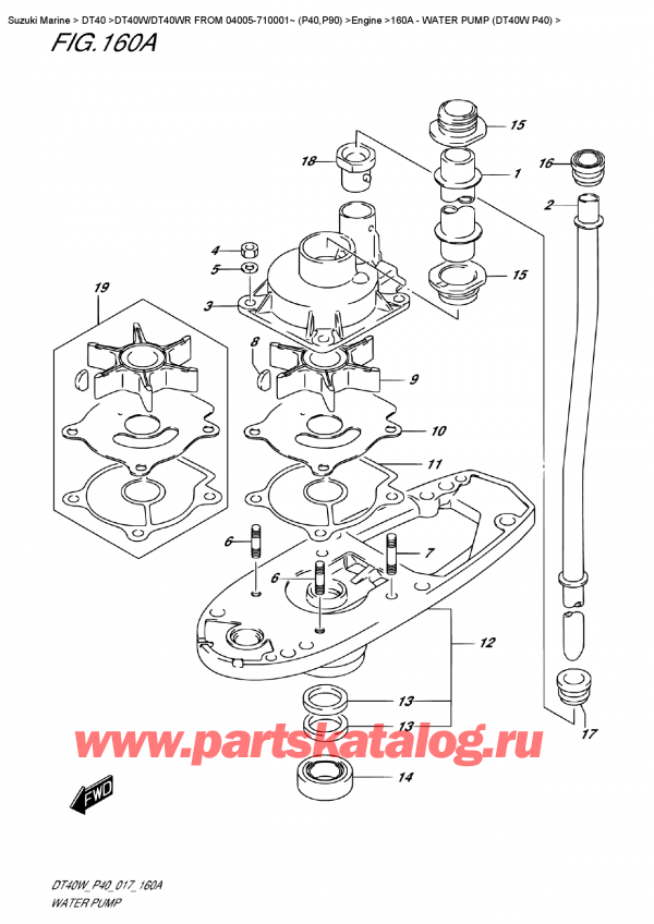  ,  , Suzuki DT40W S / L FROM 04005-710001~ (P40), Water Pump (Dt40W    P40)