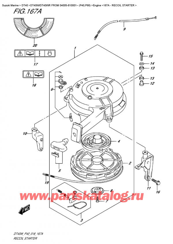 ,   , Suzuki DT40W RS / RL FROM 04005-810001~ (P40), Recoil Starter