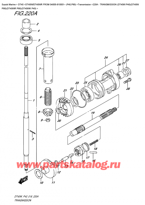   ,   , Suzuki DT40W S/L FROM 04005-810001~ (P40), Transmission (Dt40W  P40)(Dt40W  P90)(Dt40Wr  P90)(Dt40Wk  P40)
