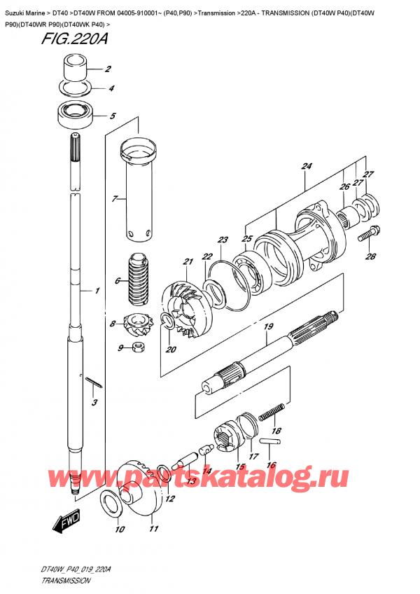   ,   , Suzuki DT40W S-L FROM 04005-910001~ (P40), Transmission (Dt40W P40)(Dt40W  P90)(Dt40Wr  P90)(Dt40Wk  P40)