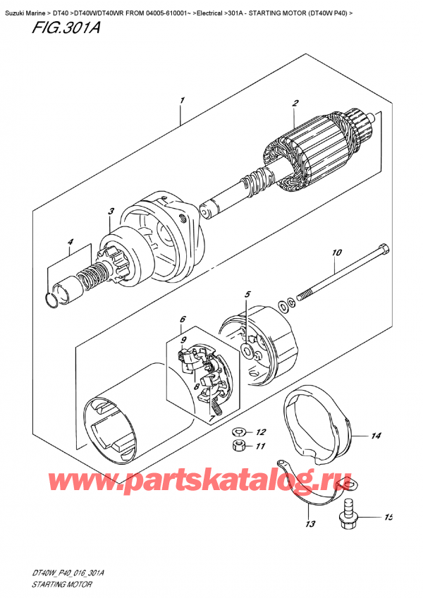   ,   , Suzuki DT40W S/L FROM 04005-610001~   2016 ,   (Dt40W P40) / Starting Motor  (Dt40W  P40)