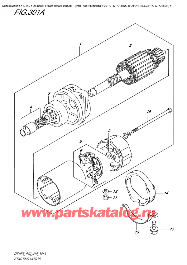 ,  , SUZUKI DT40W RS-RL FROM 04005-910001~ (P40),   () / Starting Motor  (Electric  Starter)