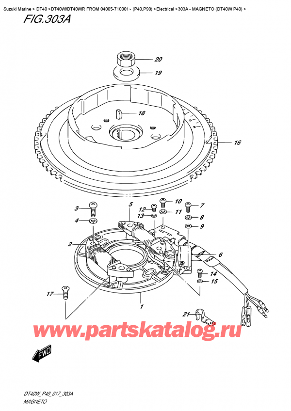  ,    , Suzuki DT40W S / L FROM 04005-710001~ (P40)  2017 , Magneto (Dt40W  P40)