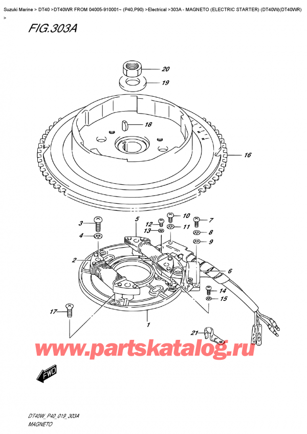 ,  , SUZUKI DT40W RS-RL FROM 04005-910001~ (P40), Magneto (Electric  Starter)  (Dt40W)(Dt40Wr)